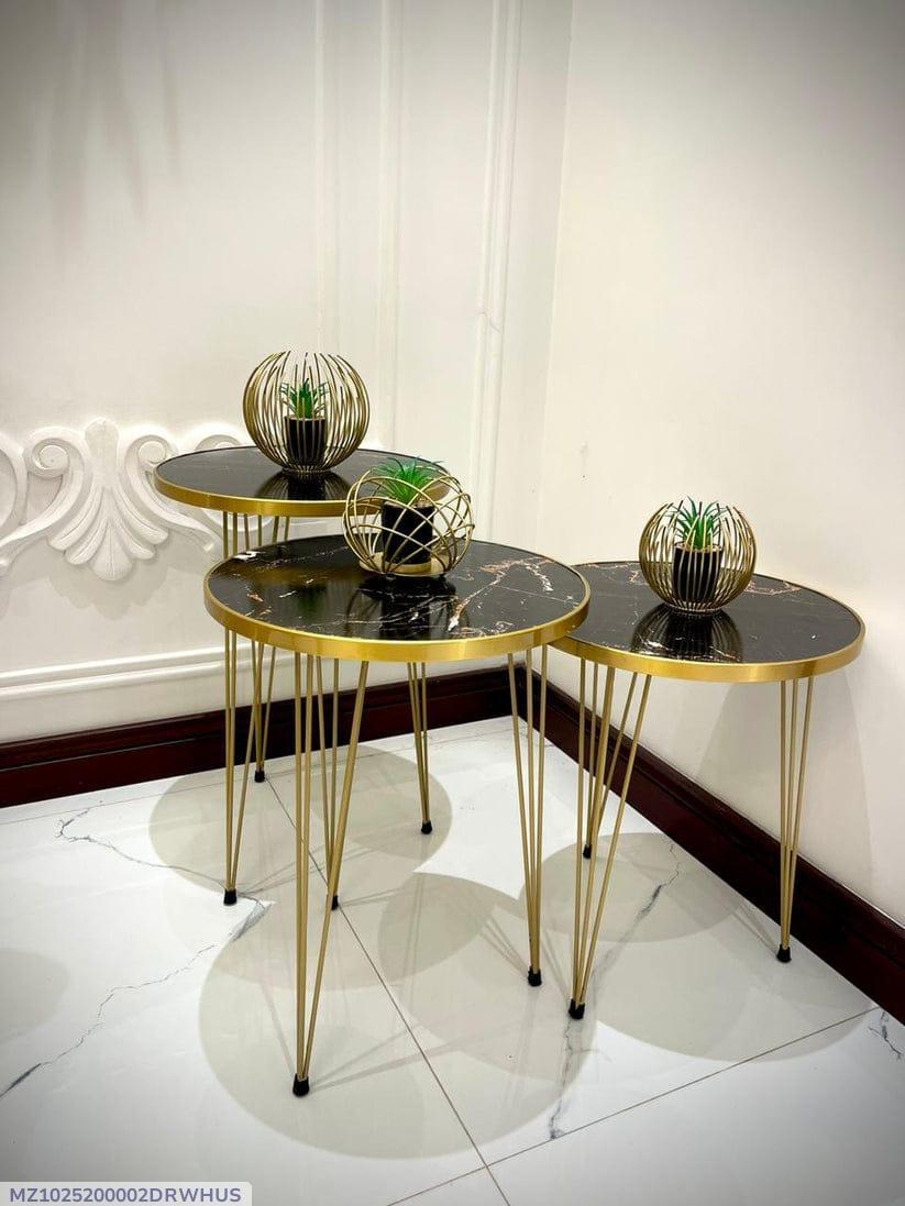 Luxury Black & Gold Nesting Coffee Table Set – Modern Round Side Tables (Set of 3)